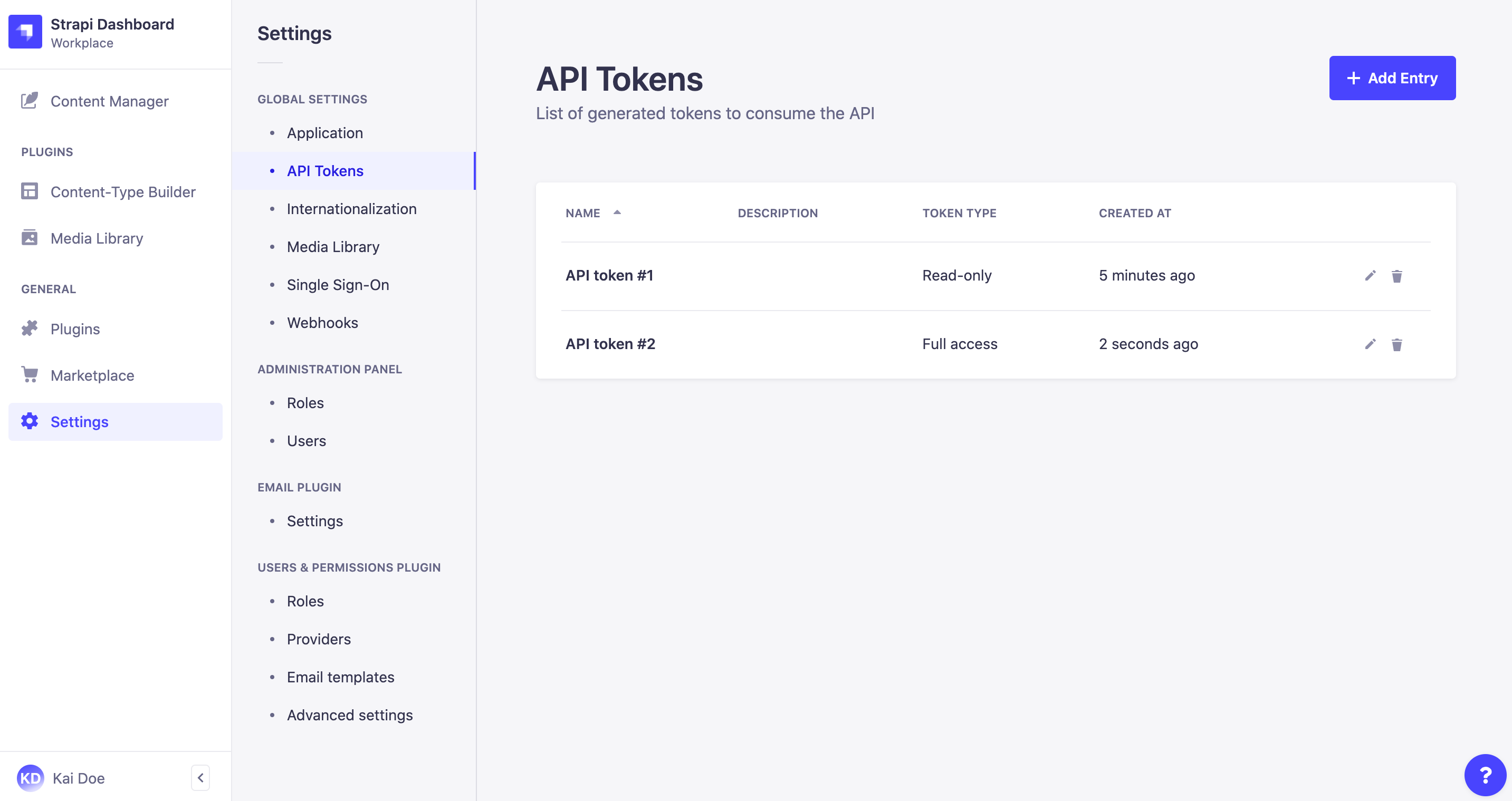 API tokens